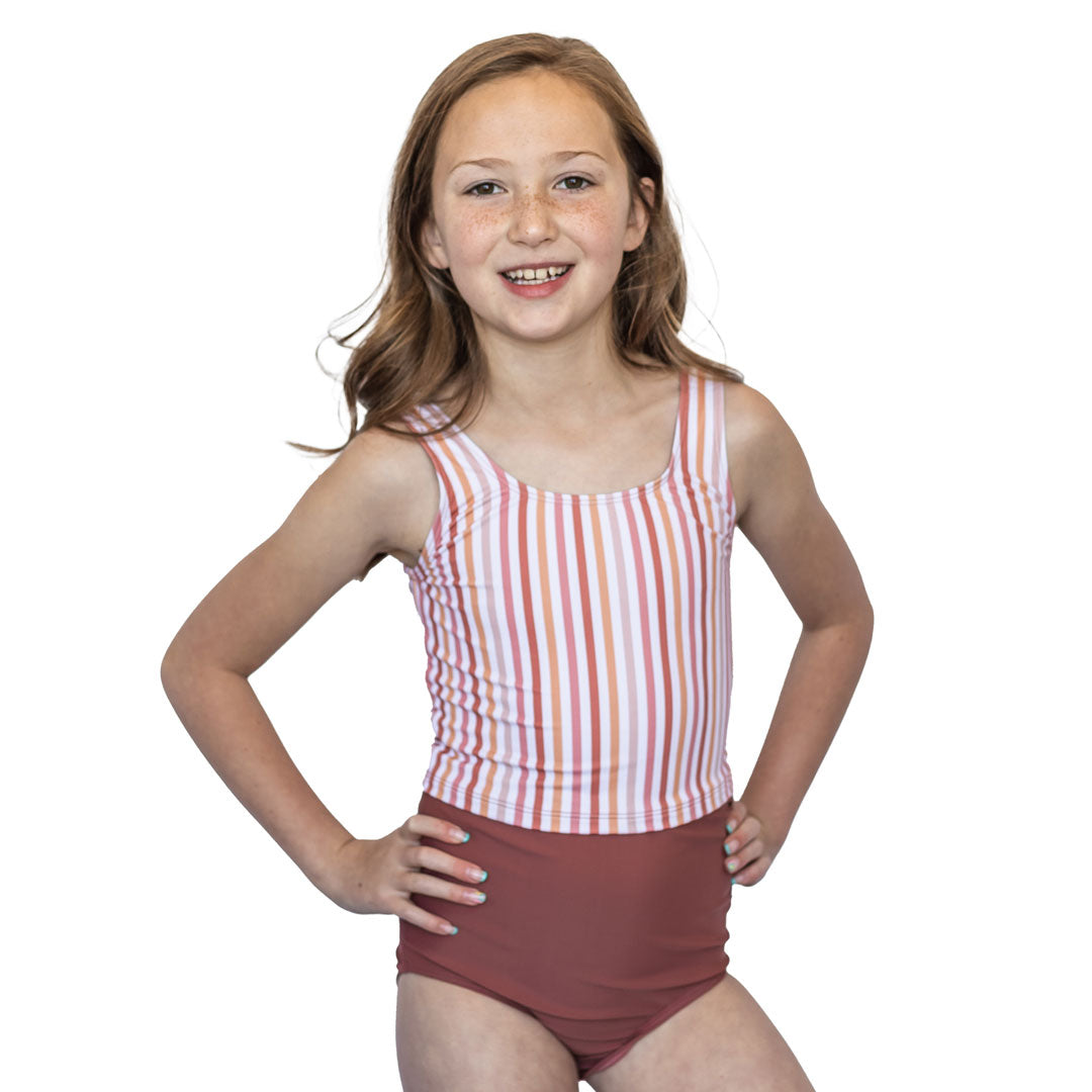 Triple Bow Back Tankini Top (Girls), image 1 of 5