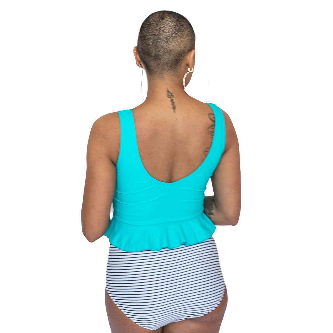V Neck Peplum Tankini Top