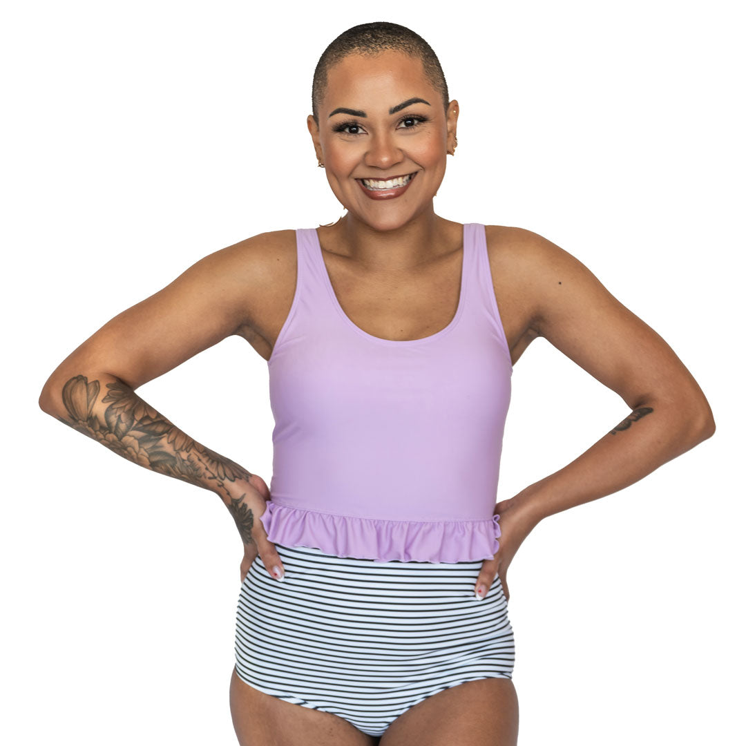 Criss Cross Back Tankini Top, Lavender / L, alternate product image by Janela Bay