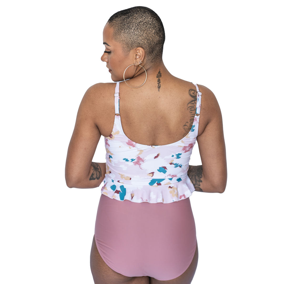 Scoop Neck Peplum Tankini Top