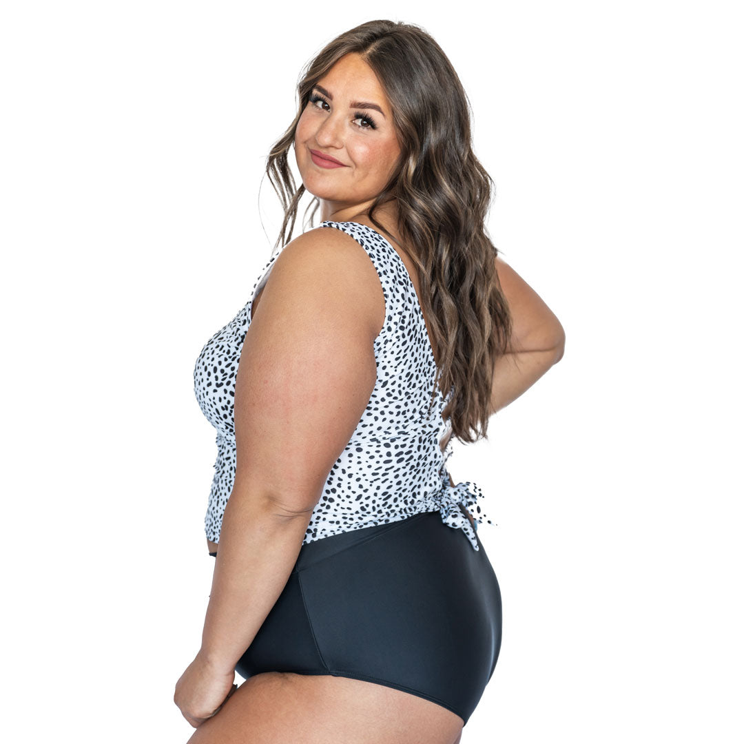 Scoop Neck Ladder Back Tankini Top, Dalmatian / XL, alternate product image by Janela Bay