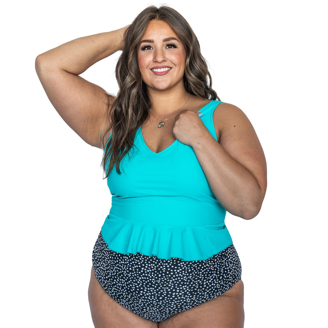 V Neck Peplum Tankini Top