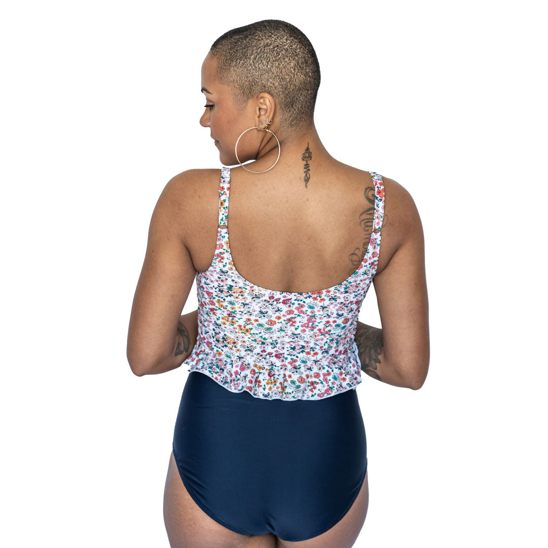 Scoop Neck Peplum Tankini Top