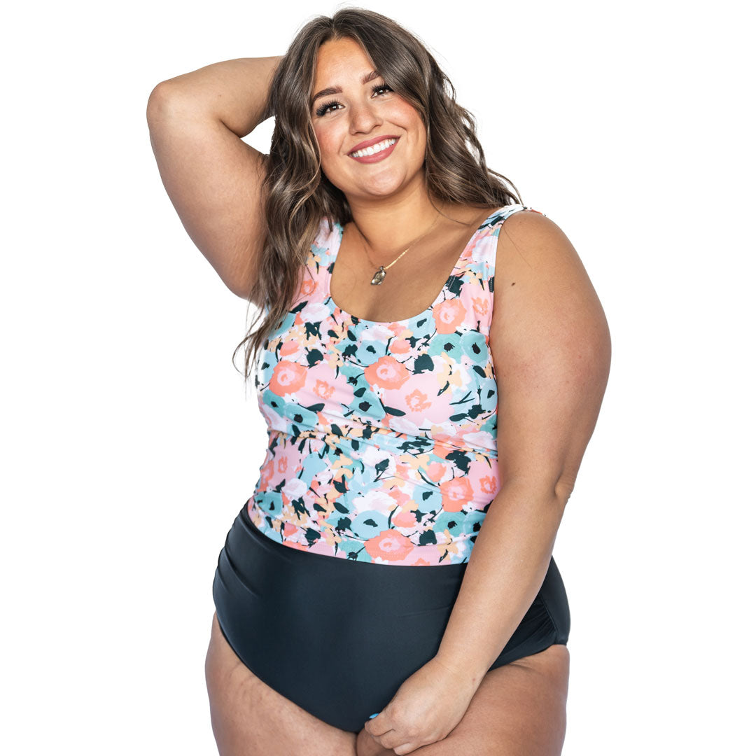 Scoop Neck Ladder Back Tankini Top