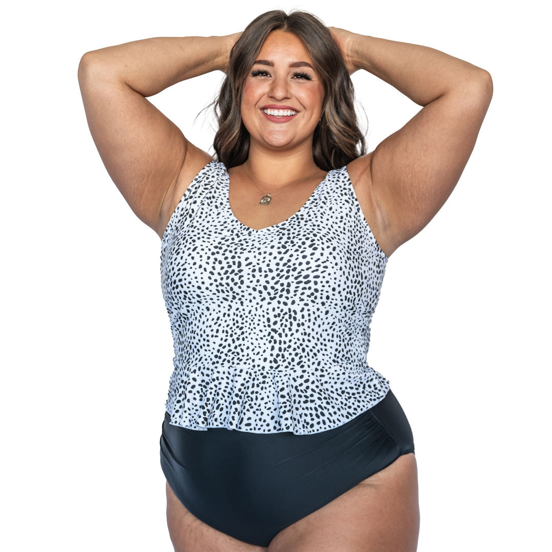 V Neck Peplum Tankini Top