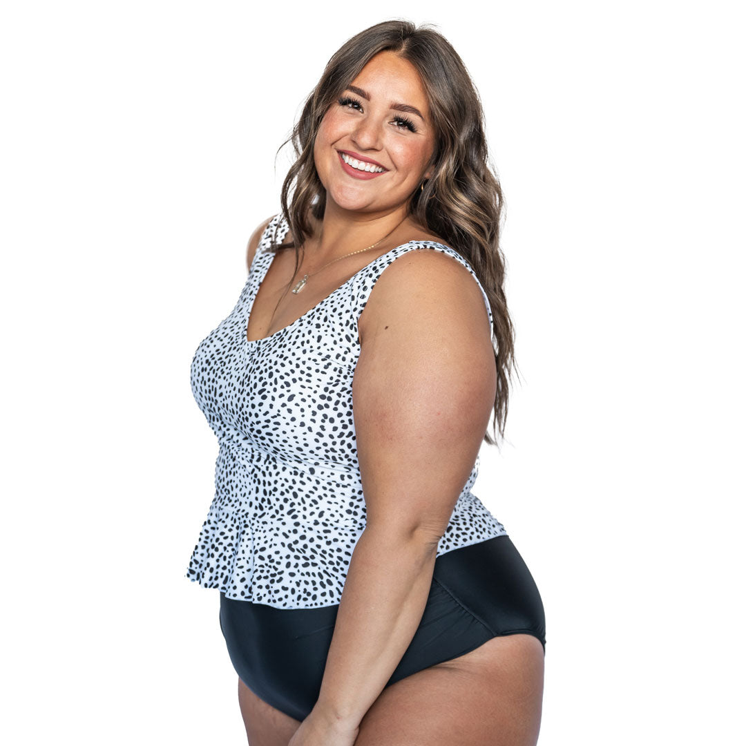 V Neck Peplum Tankini Top