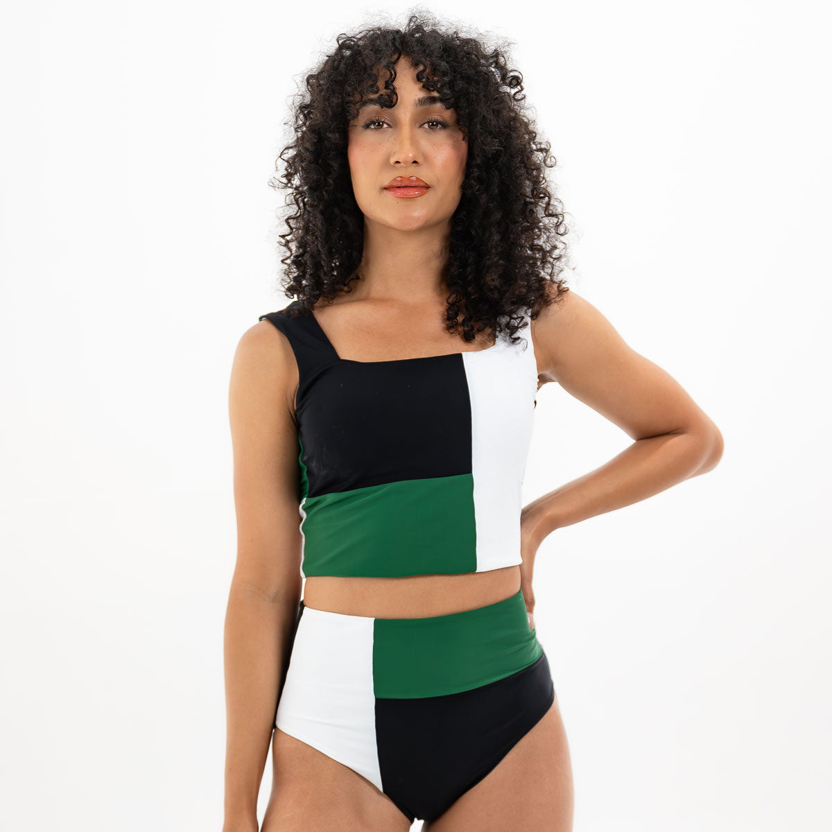 Square Neck Crop Tankini Top