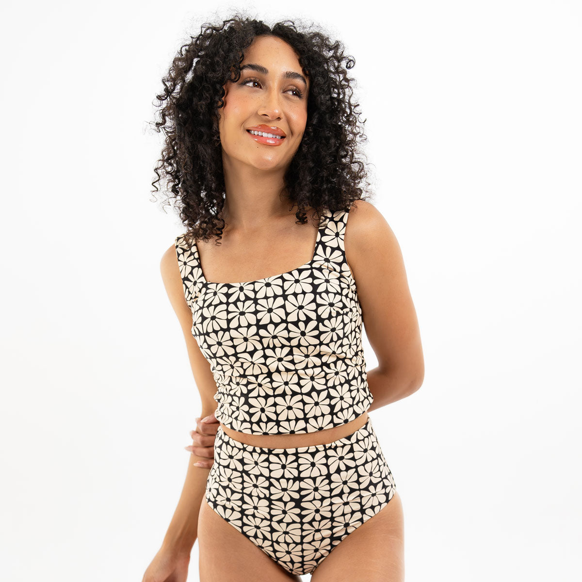 Square Neck Crop Tankini Top