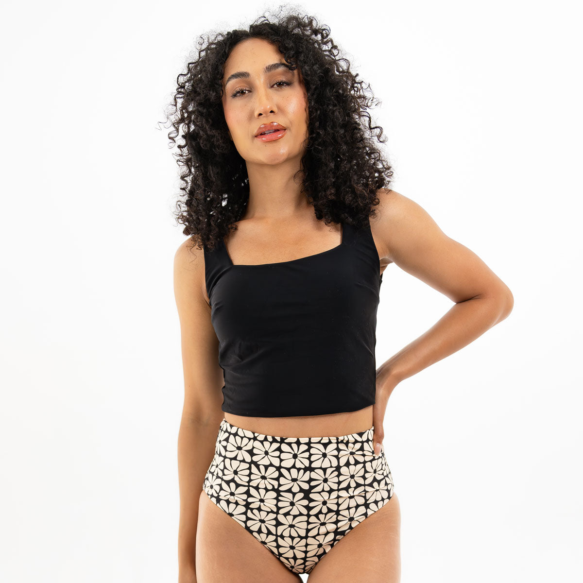 Square Neck Crop Tankini Top