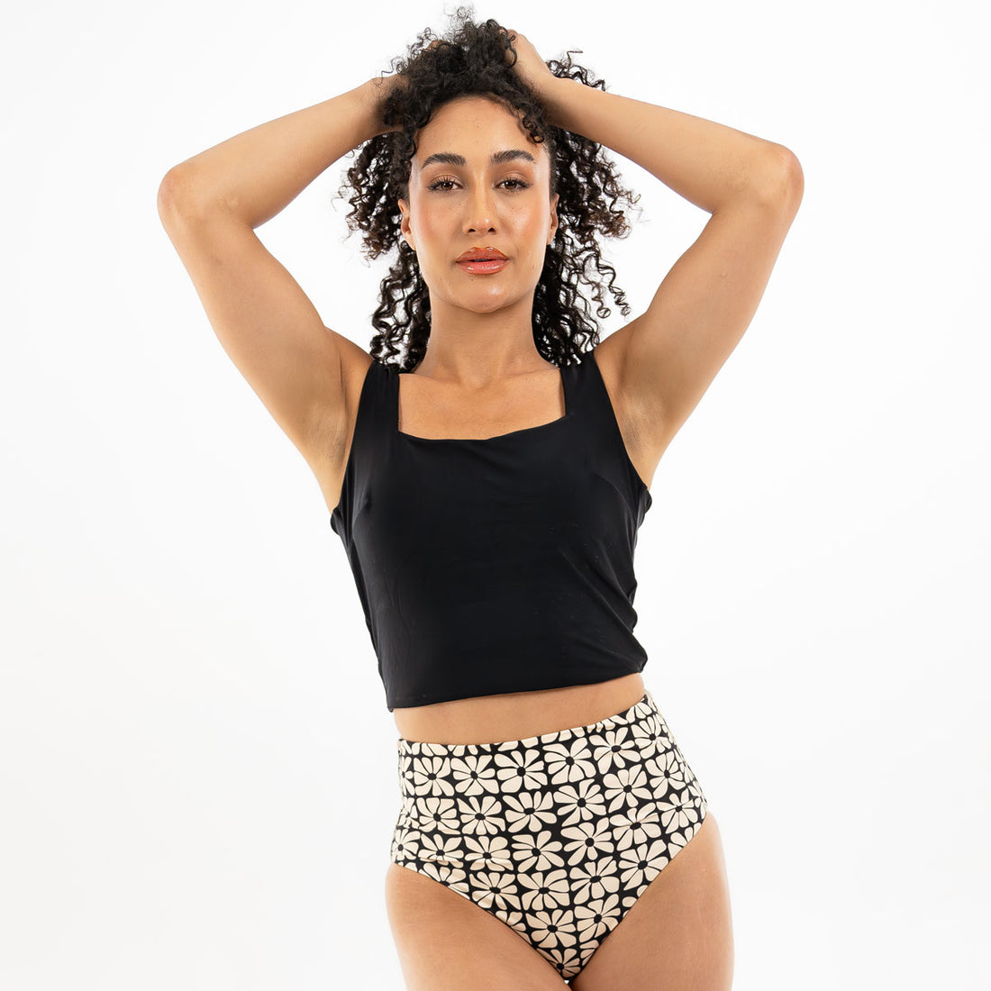 Square Neck Crop Tankini Top, main product image by Janela Bay