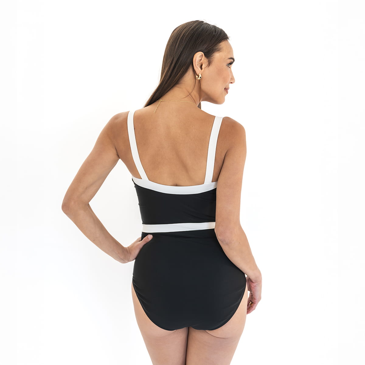 Square Neck Outline One Piece Swimsuit