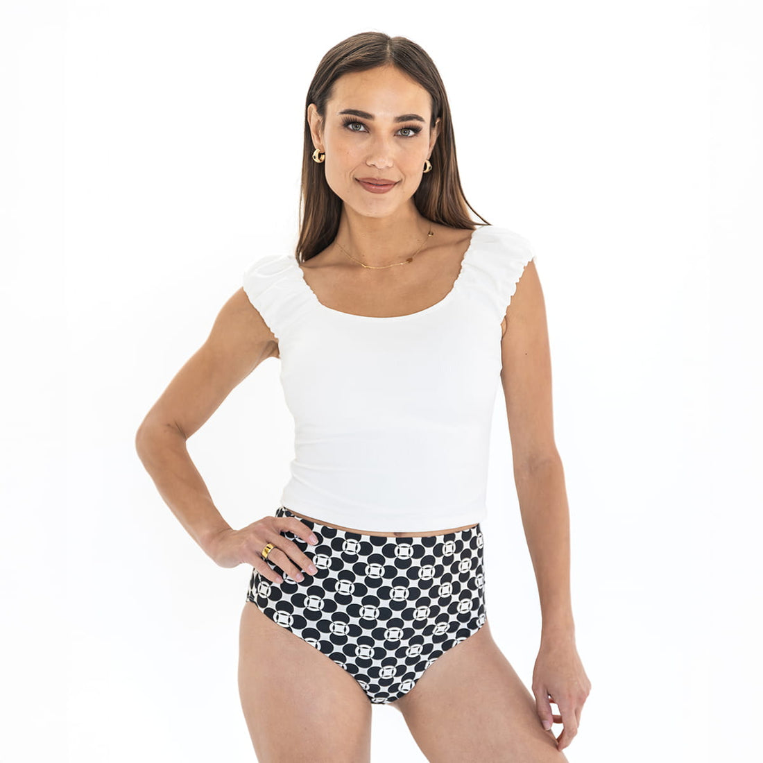 Puffy Sleeve Tankini Top by Janela Bay
