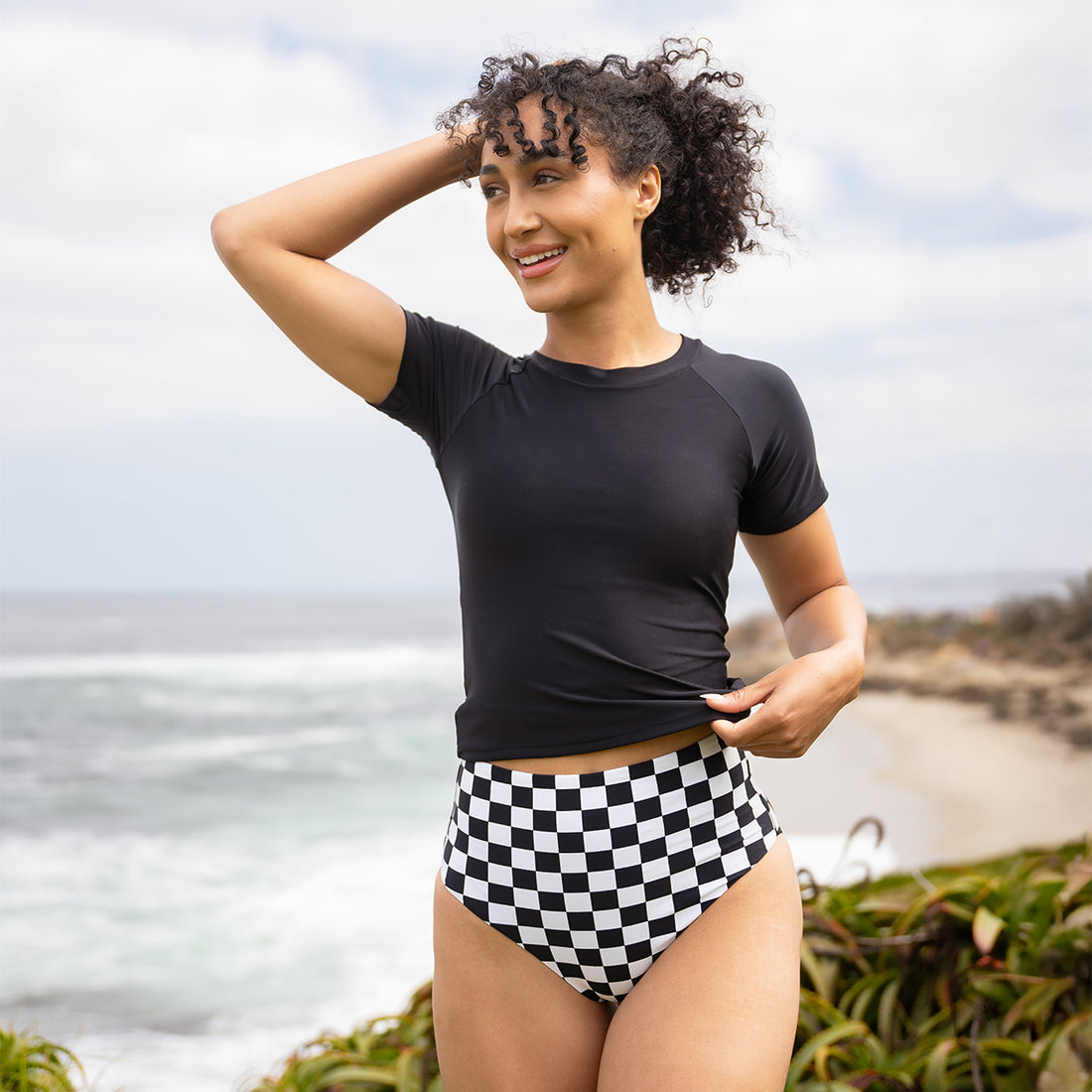 Short Sleeve Rash Guard Tankini Top