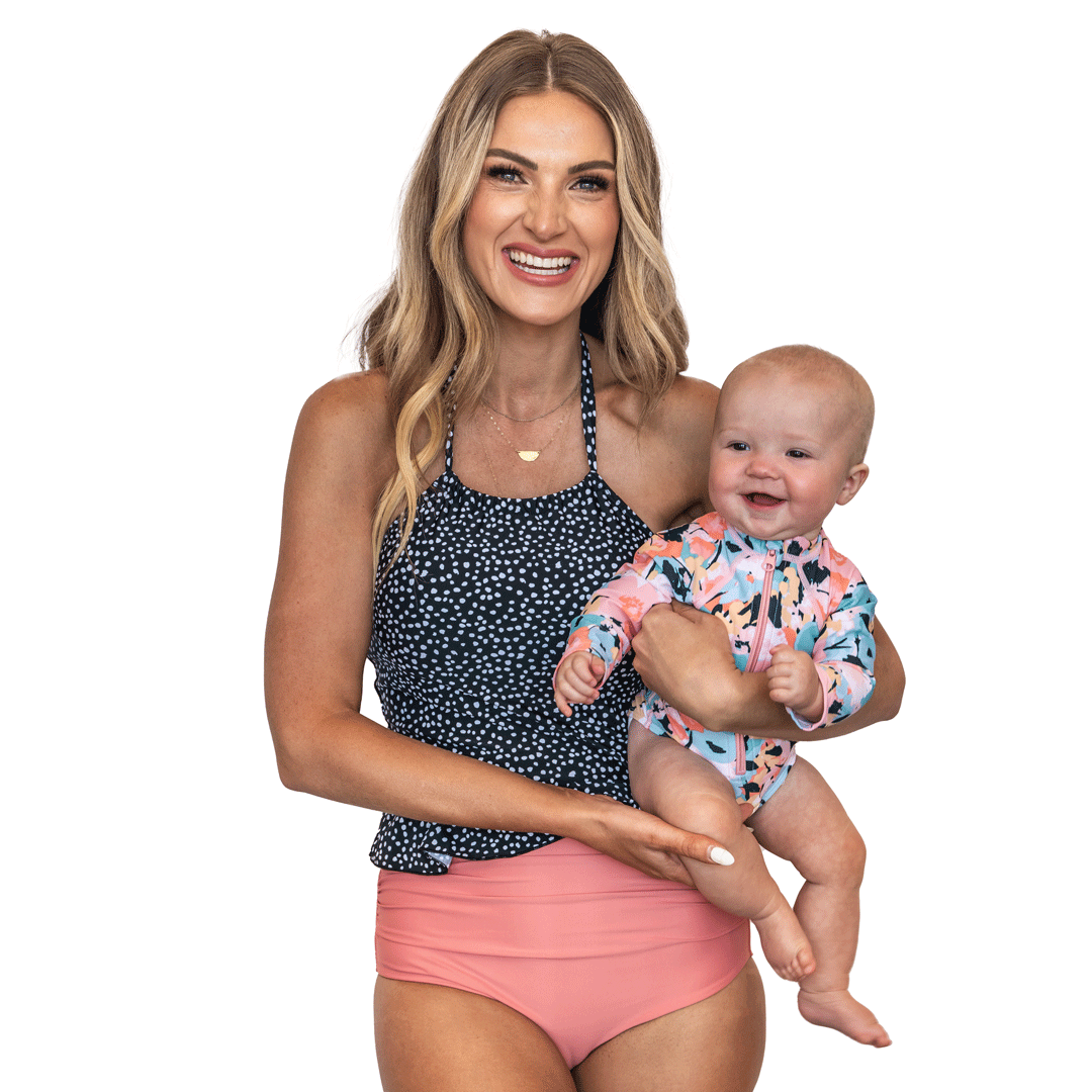 High Neck Peplum Tankini Top