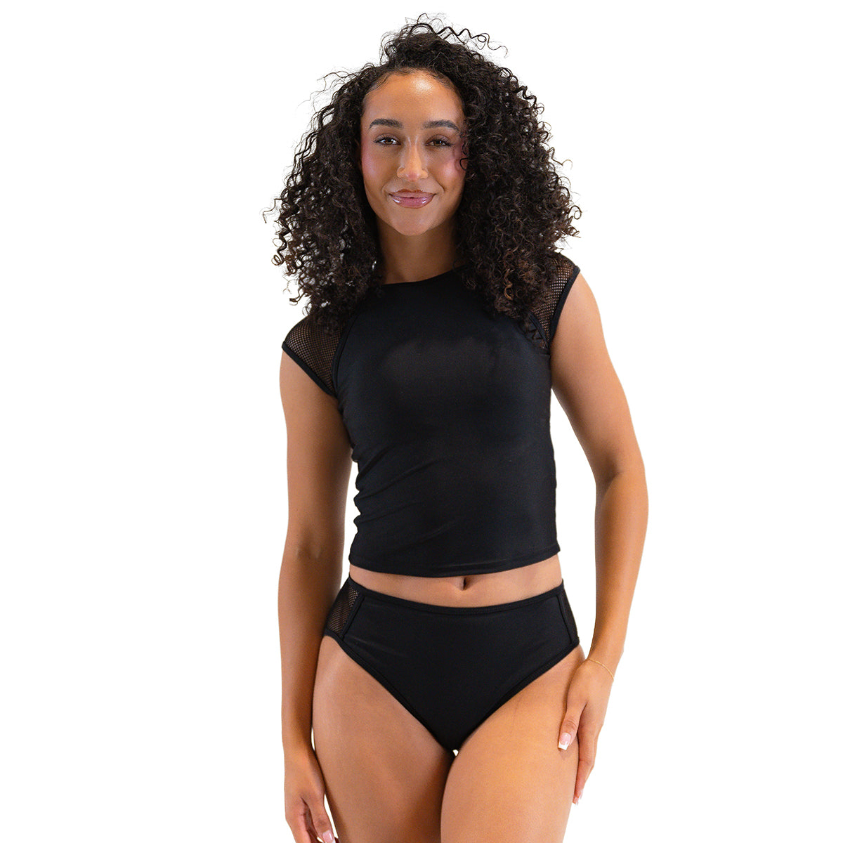 Mid Rise Mesh Detail Bottoms