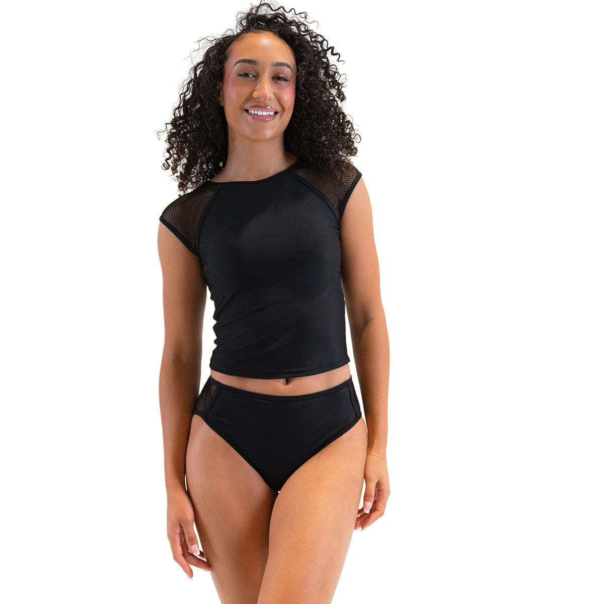 Mid Rise Mesh Detail Bottoms