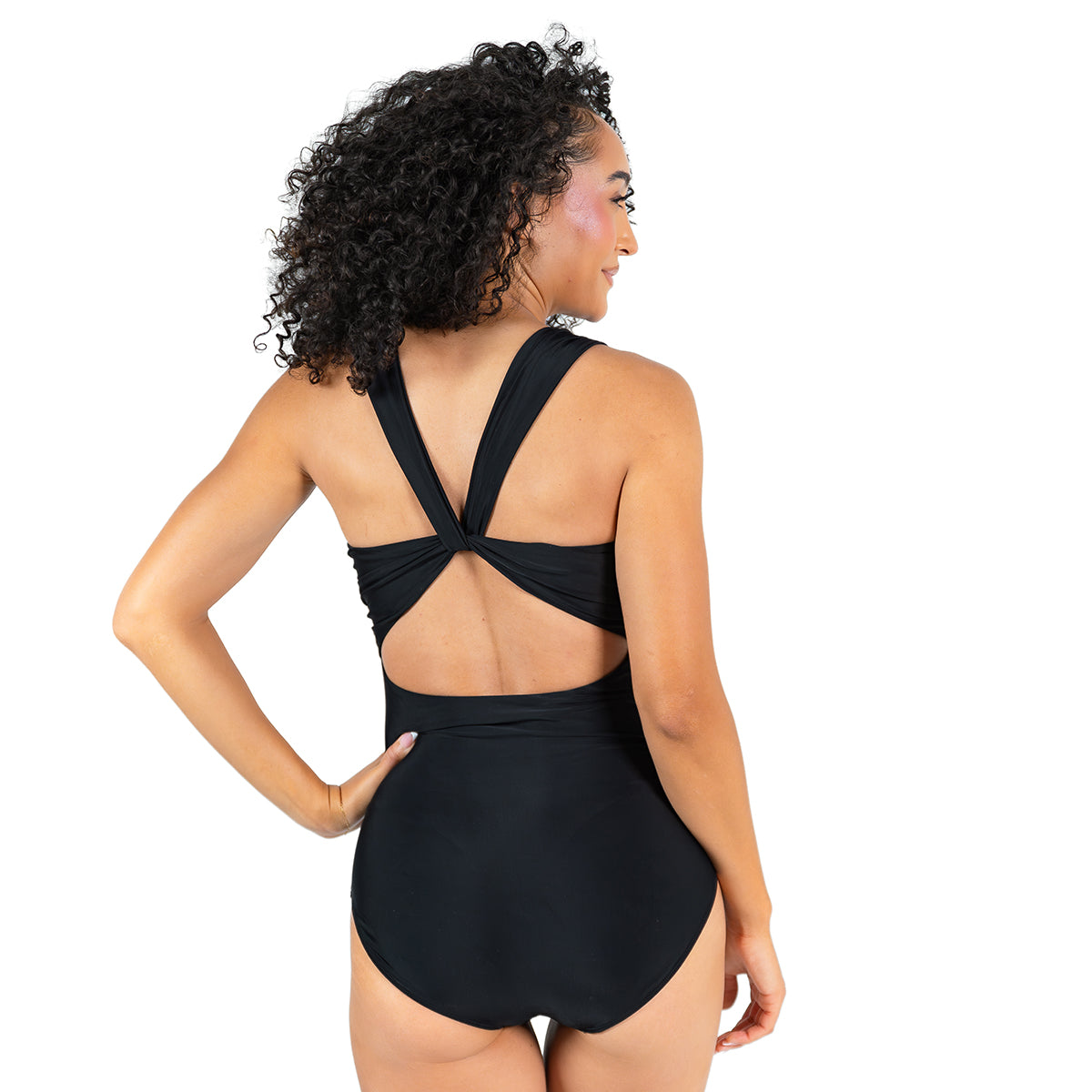 Wide Strap Cross Back One Piece Swimsuit