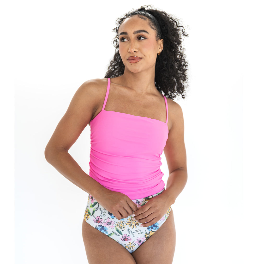 Spaghetti Strap Ruched Tankini Top by Janela Bay