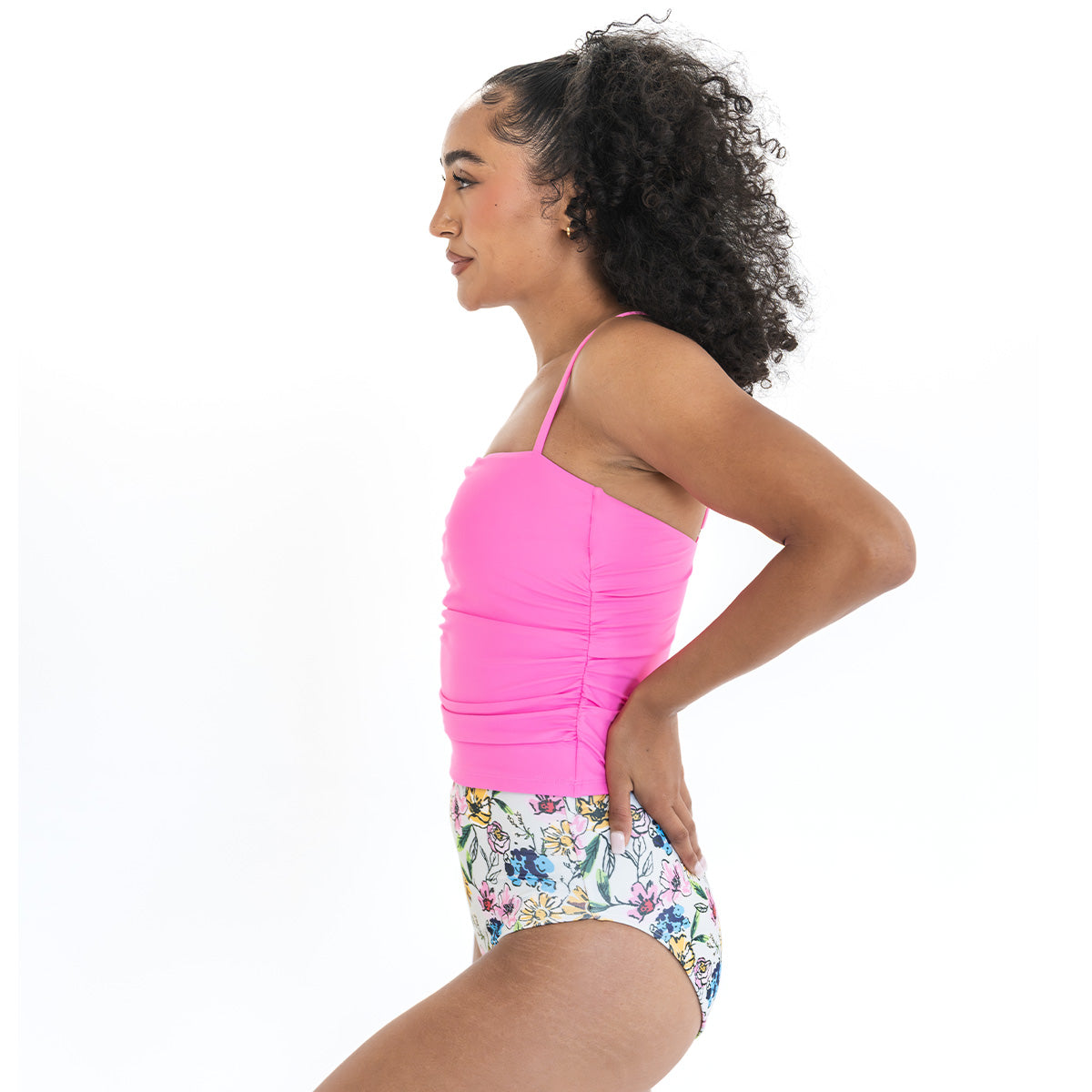 Spaghetti Strap Ruched Tankini Top