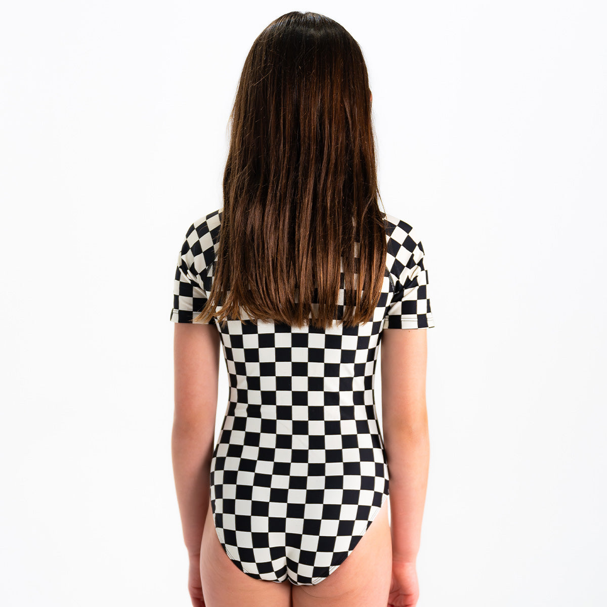 Short Sleeve Rash Guard One Piece Swimsuit (Girls)