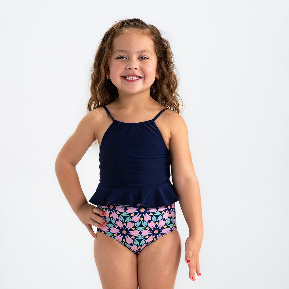 Original High Waist Bottoms (Girls), La Valencia Floral / 2T, main product image by Janela Bay
