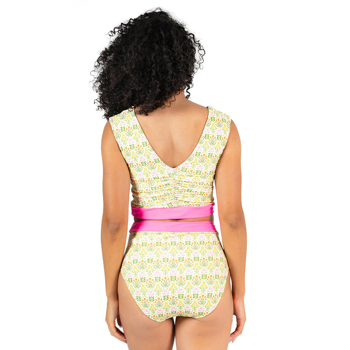 V Neck Gathered Tankini Top