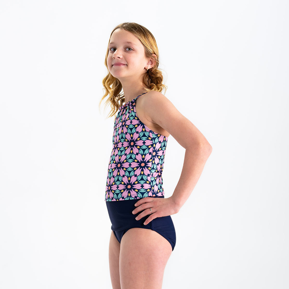 High Neck Crop Tankini Top (Girls)