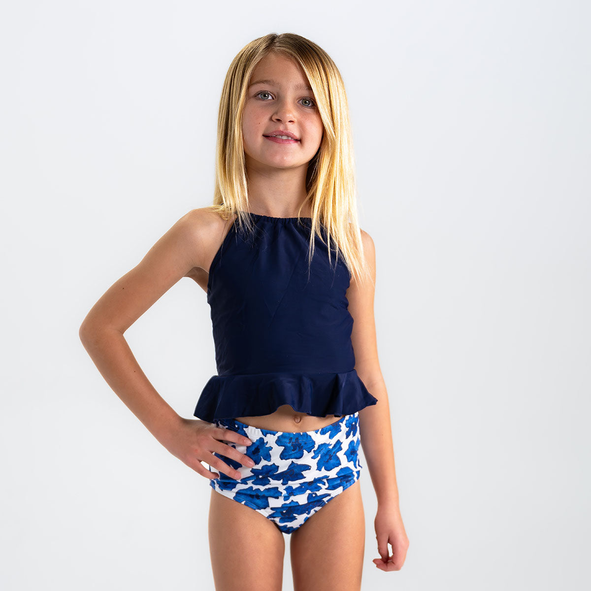 High Neck Peplum Tankini Top (Girls)