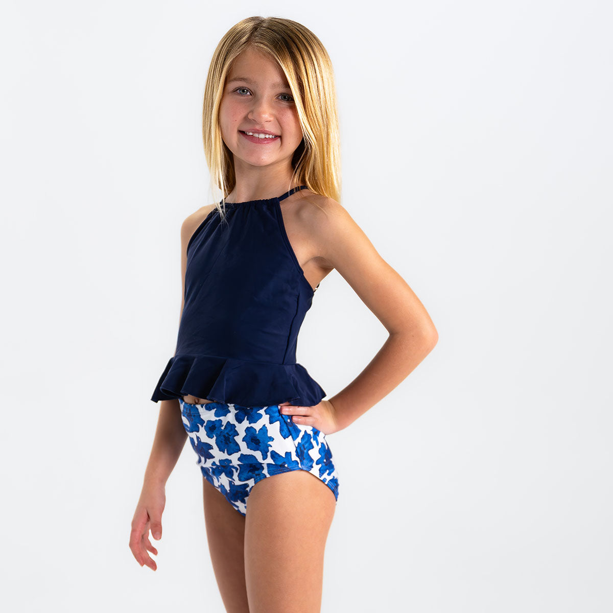 High Neck Peplum Tankini Top (Girls)