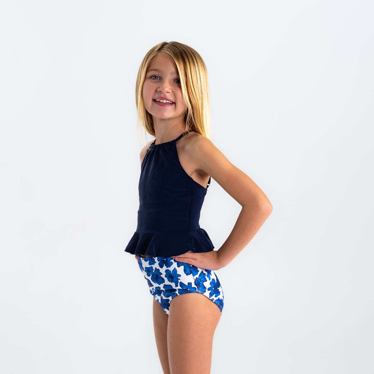 High Neck Peplum Tankini Top (Girls)