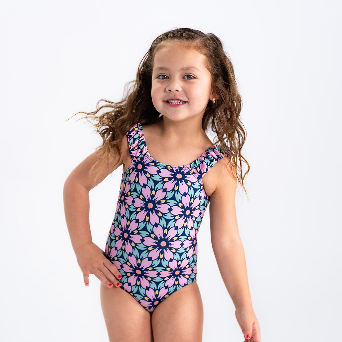 Puffy Sleeve One Piece Swimsuit (Girls)