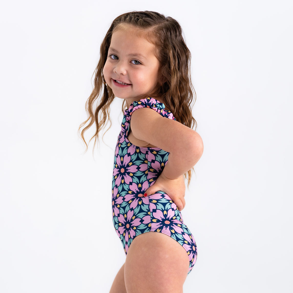 Puffy Sleeve One Piece Swimsuit (Girls)