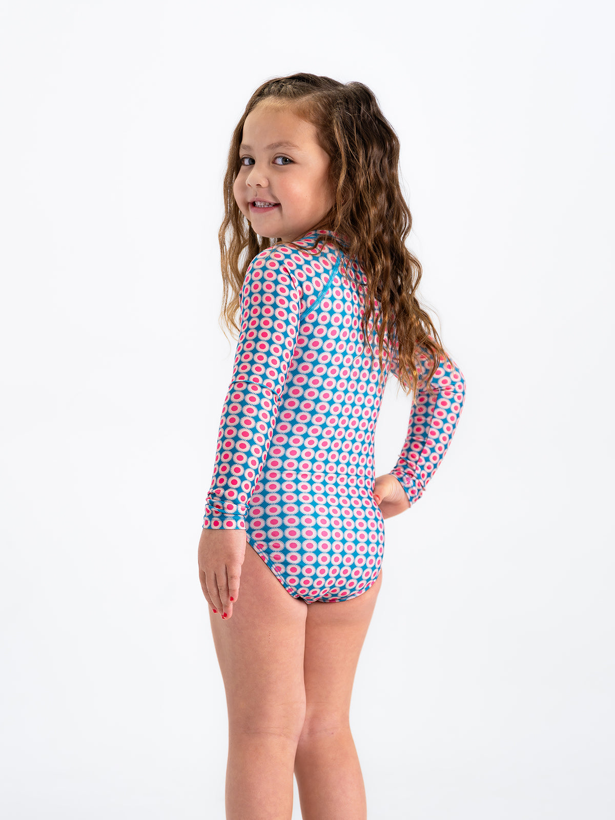 Long Sleeve Rash Guard One Piece Swimsuit (Girls)