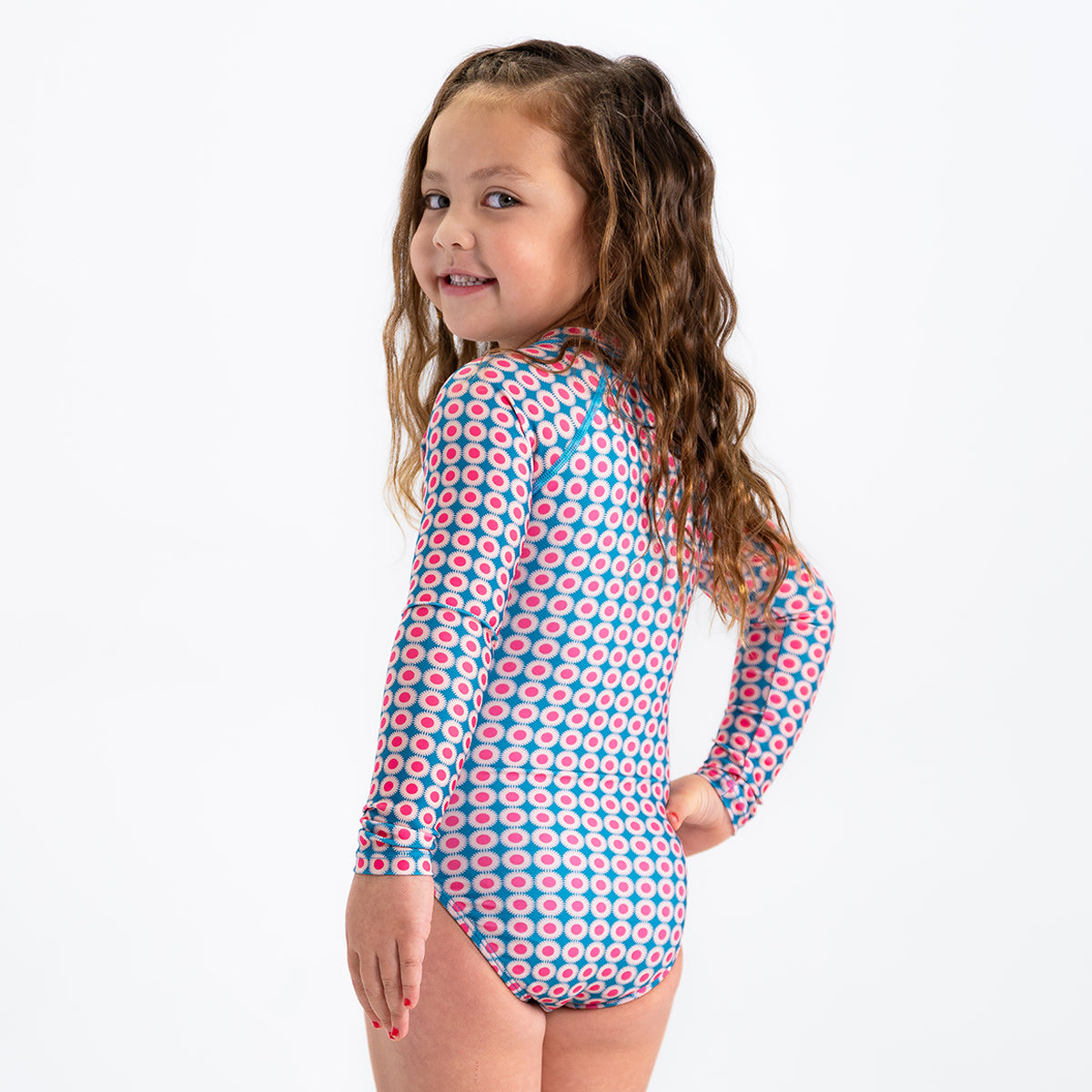 Long Sleeve Rash Guard One Piece Swimsuit (Girls), thumbnail image 7 of 13