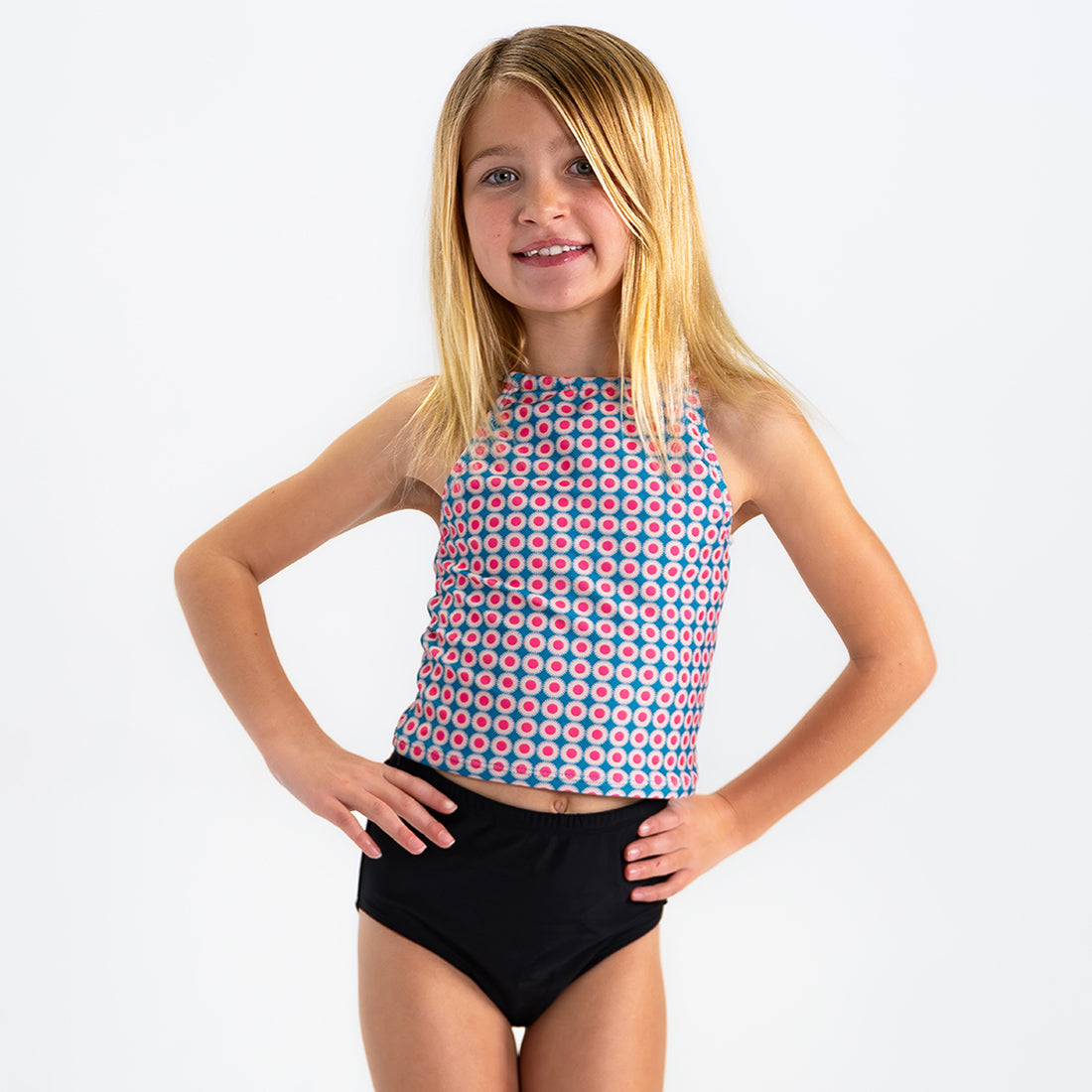 High Neck Crop Tankini Top (Girls)