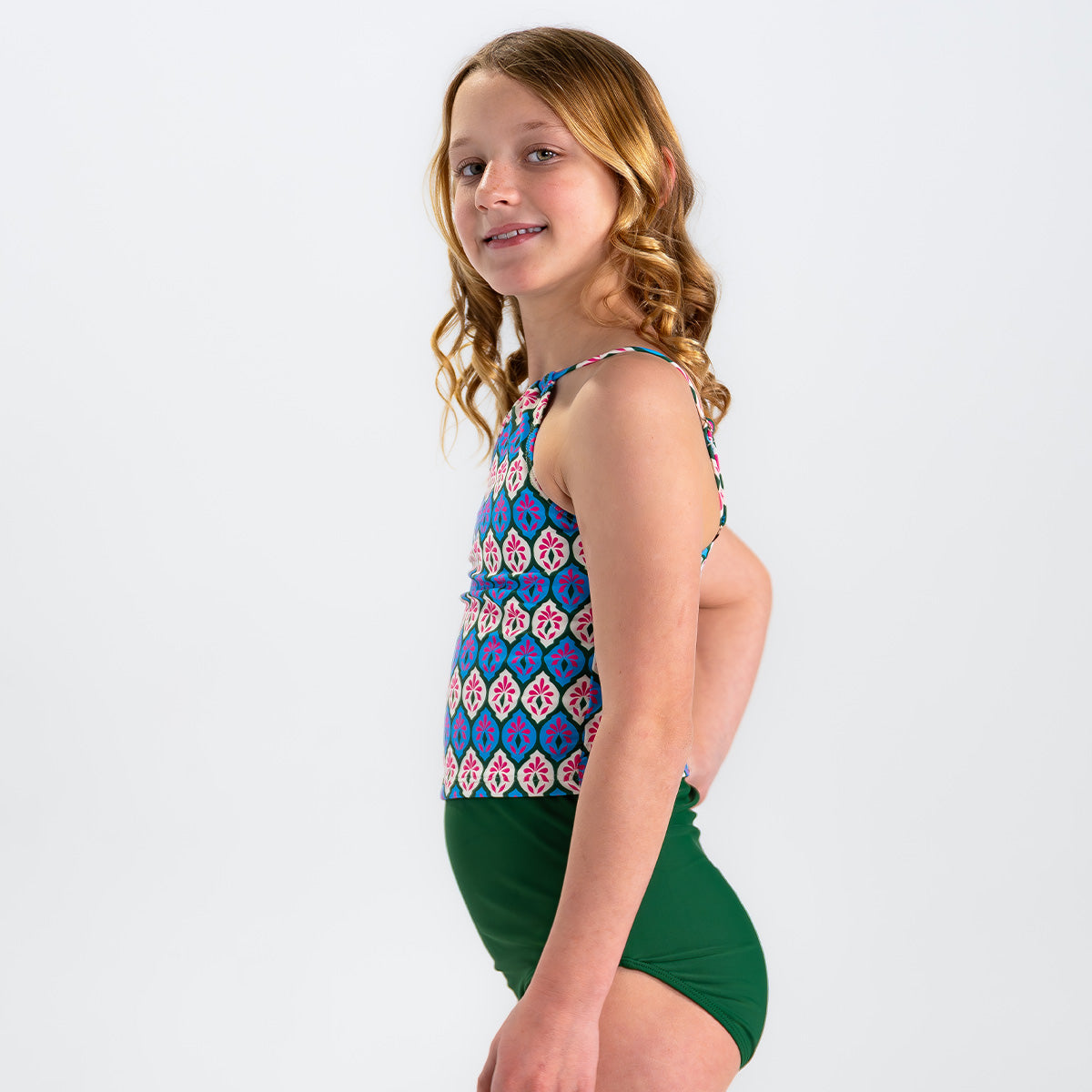 High Neck Crop Tankini Top (Girls)