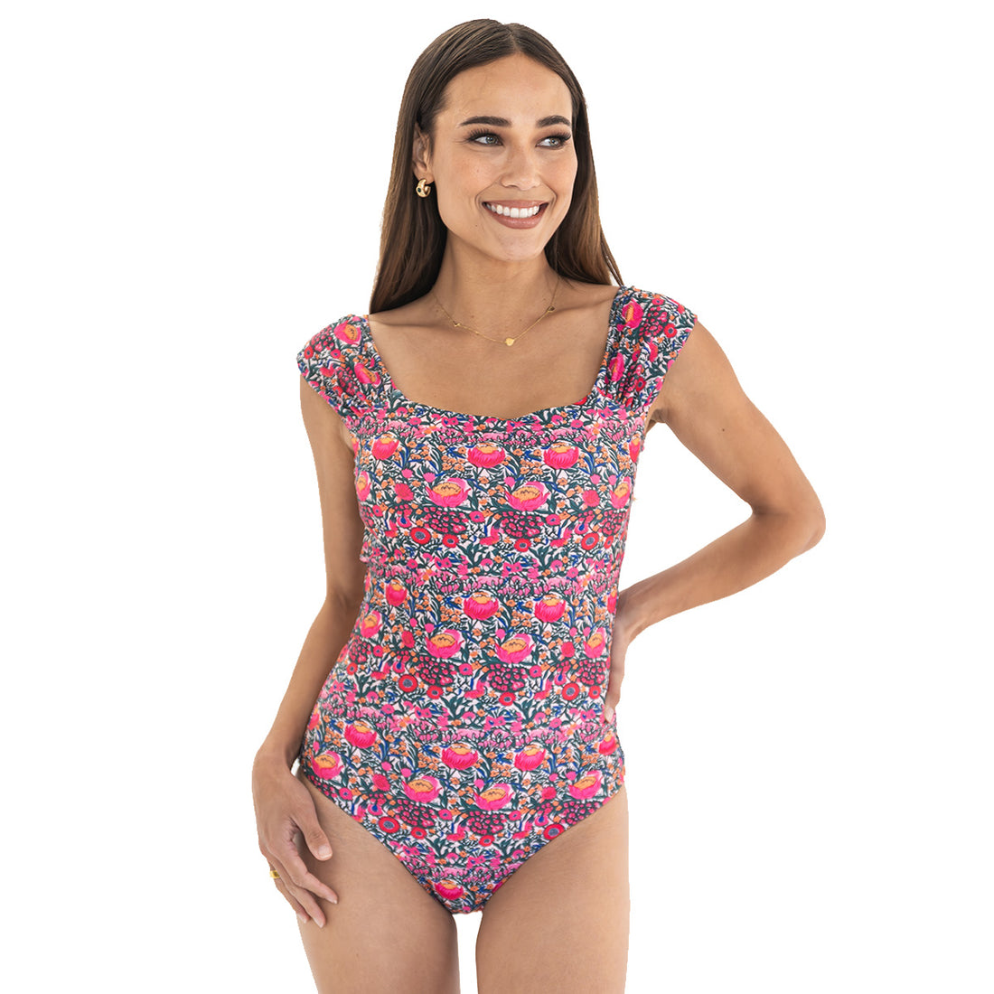 Drop Sleeve One Piece Swimsuit by Janela Bay