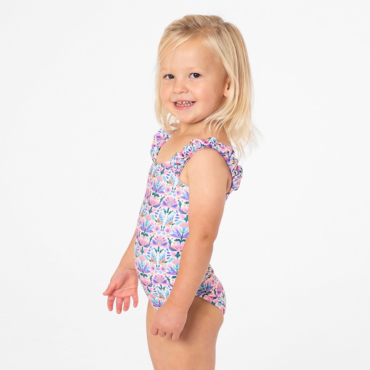 Girls Puffy Sleeve One Piece Swimsuit | Janela Bay