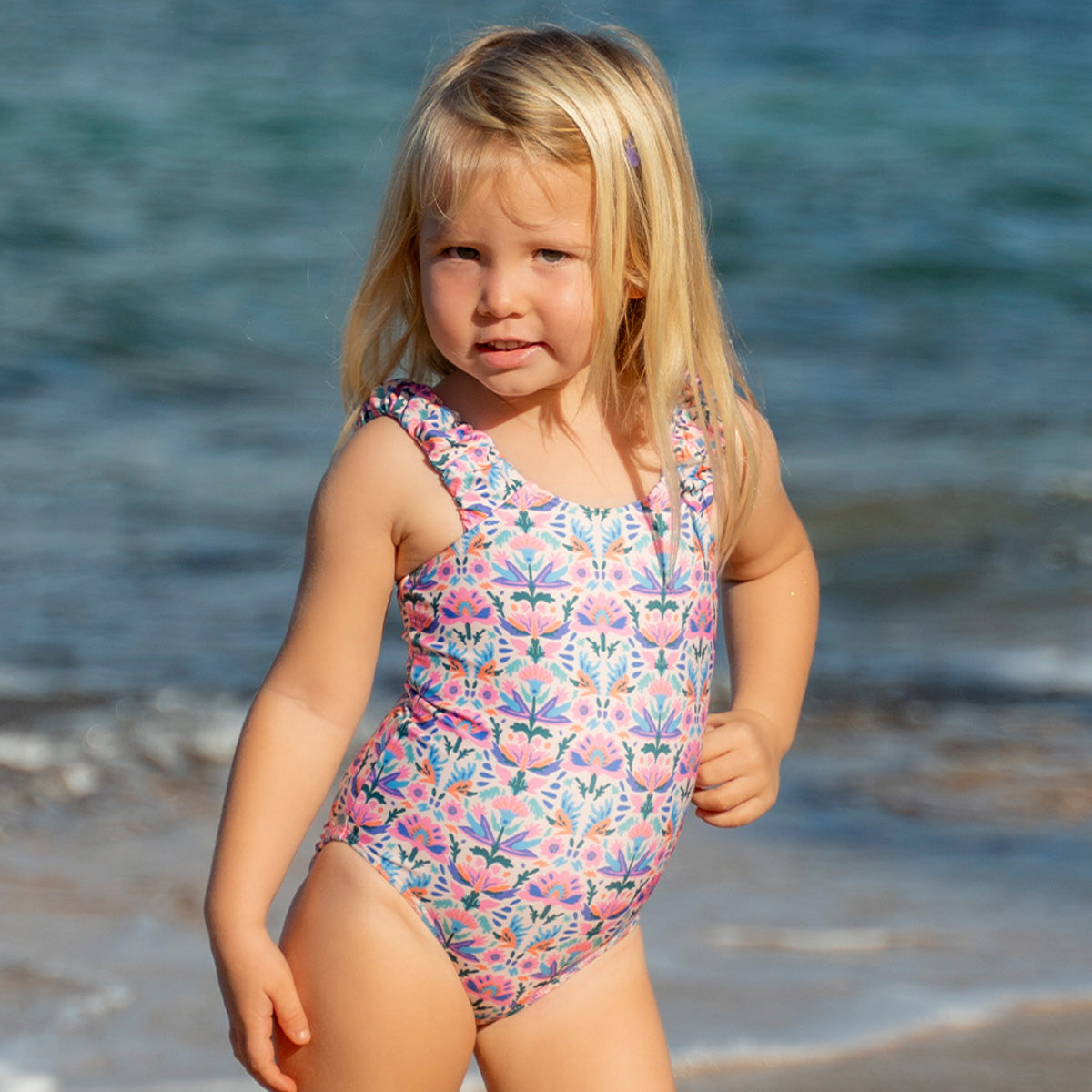 Girls Puffy Sleeve One Piece Swimsuit | Janela Bay
