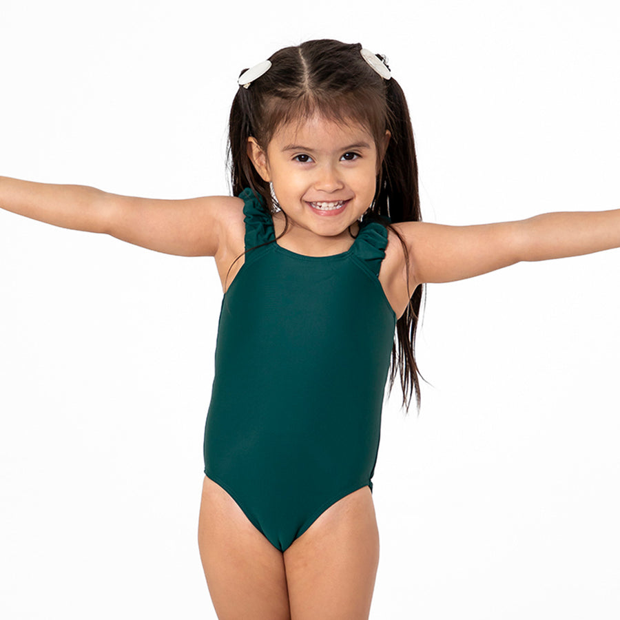 Alternate view of Puffy Sleeve One Piece Swimsuit (Girls) by Janela Bay