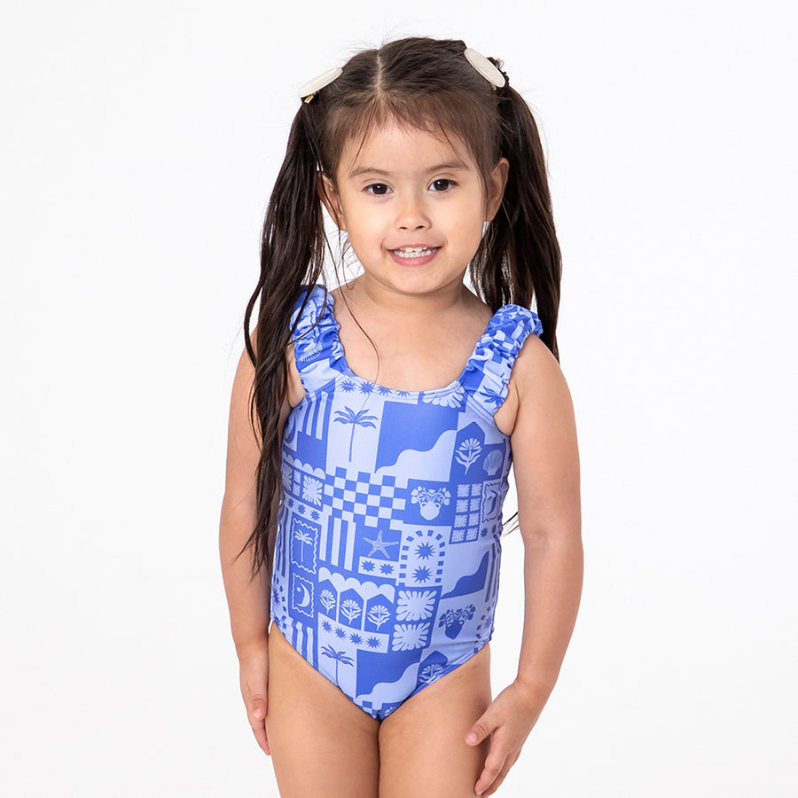 Alternate view of Puffy Sleeve One Piece Swimsuit (Girls) by Janela Bay