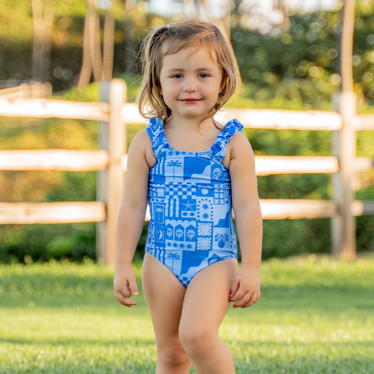 Puffy Sleeve One Piece Swimsuit (Girls)