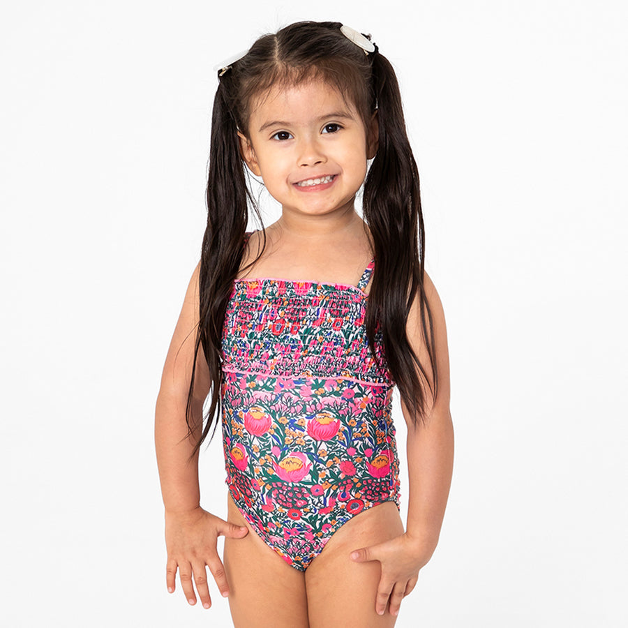 Alternate view of Smocked One Piece Swimsuit (Girls) by Janela Bay