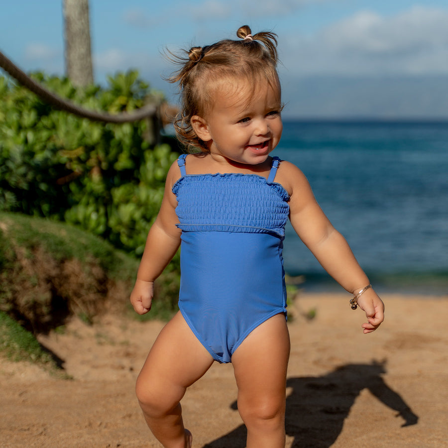 Smocked One Piece Swimsuit (Girls) by Janela Bay