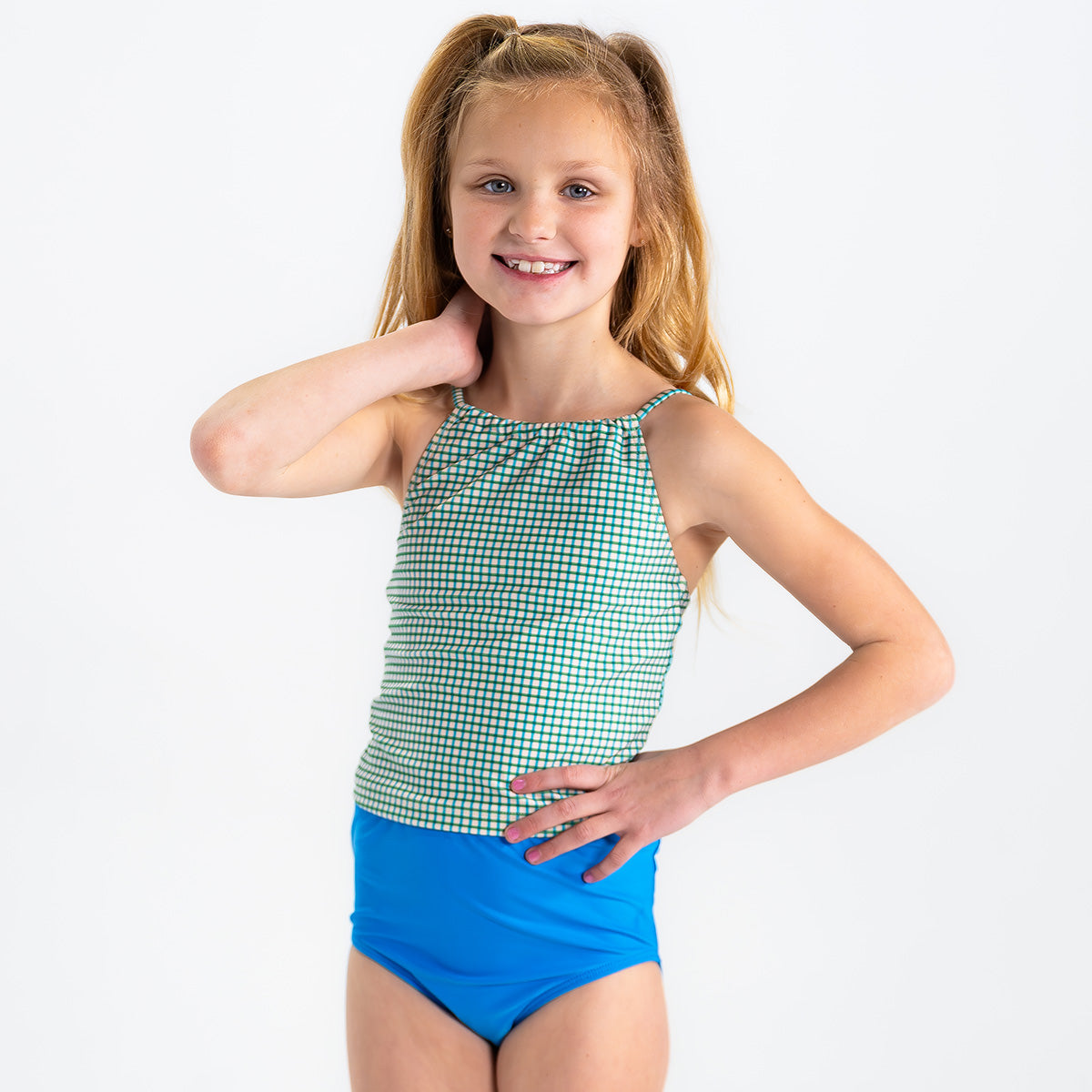 High Neck Crop Tankini Top (Girls)