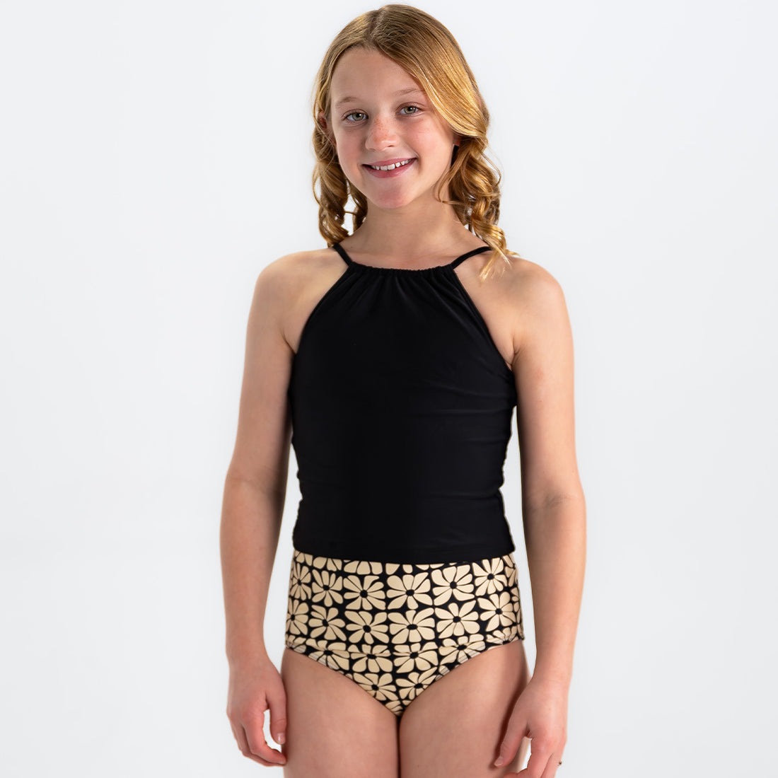 High Neck Crop Tankini Top (Girls) by Janela Bay