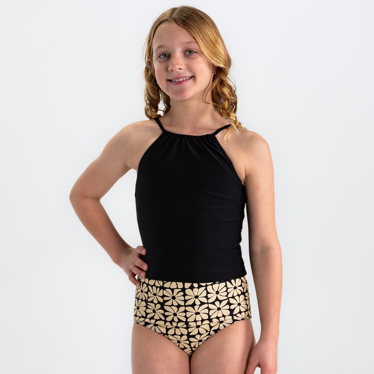 High Neck Crop Tankini Top (Girls)