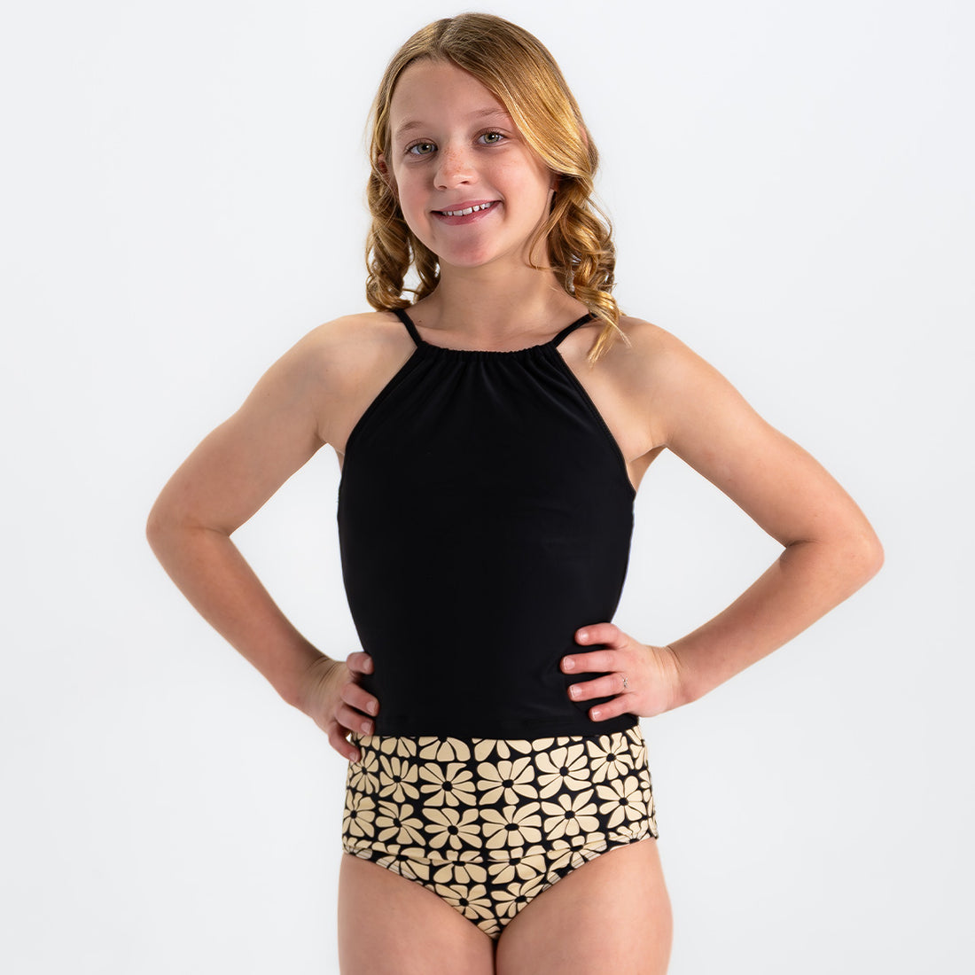 Original High Waist Bottoms (Girls), Black and Ivory Checkers / 2T, alternate product image by Janela Bay