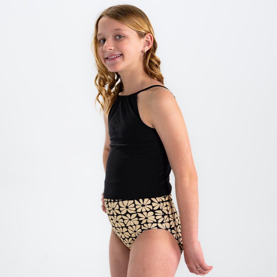 Original High Waist Bottoms (Girls), Cream Square Floral / 2T, alternate product image by Janela Bay