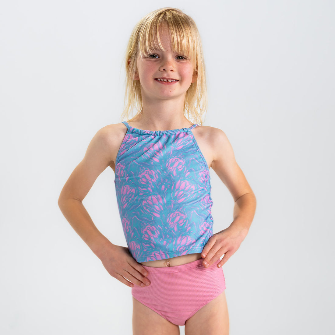 High Neck Crop Tankini Top (Girls)
